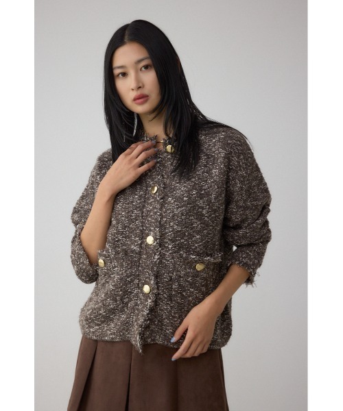 新品タグ付moussy カーディガン TWEED LIKE トップス AZUL BY MOUSSY（アズールバイマウジー） カーディガン ツイードライク