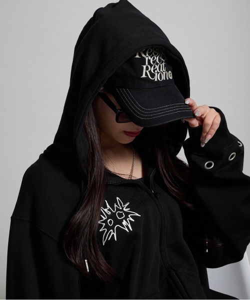 Perushu パーカー ハトメデザイン裏毛ジップパーカー メンズ