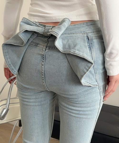 ジーンズ デニム デニムパンツ 「Jasmine」バックリボンベルボトムデニムパンツ レディース | Jasmine Grandiflorum | 04
