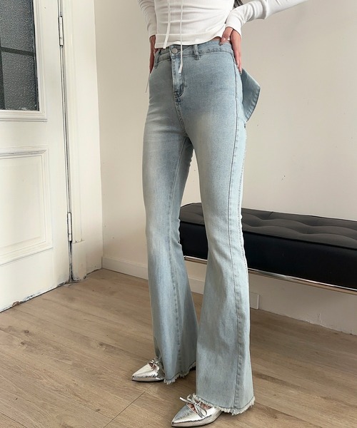 ジーンズ デニム デニムパンツ 「Jasmine」バックリボンベルボトムデニムパンツ レディース | Jasmine Grandiflorum | 13