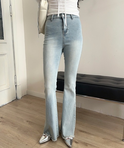 ジーンズ デニム デニムパンツ 「Jasmine」バックリボンベルボトムデニムパンツ レディース | Jasmine Grandiflorum | 14
