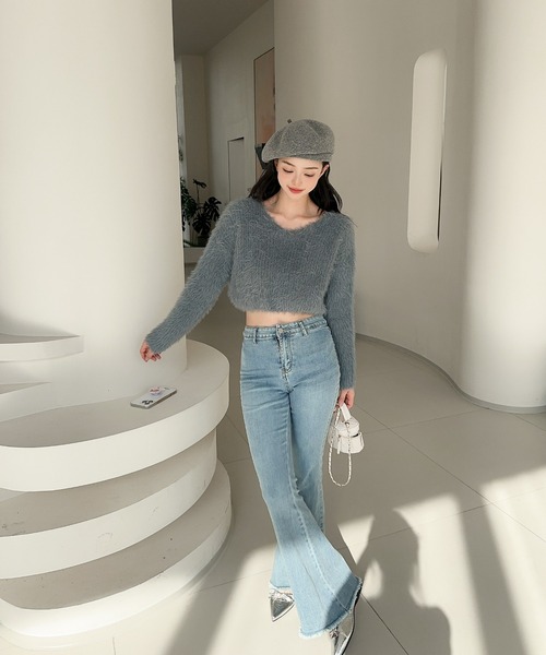 ジーンズ デニム デニムパンツ 「Jasmine」バックリボンベルボトムデニムパンツ レディース | Jasmine Grandiflorum | 16