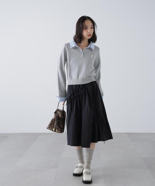 Shrimps シュリンプス　ドットグリッターチュールミディスカート　黒　L FREE'S MART（フリーズマート） スカート アシメドロストリボンミディ