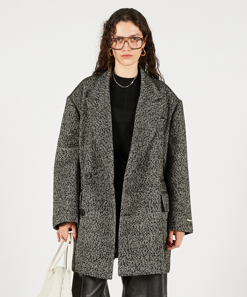 コート アウター ウールダブルミドルコート / Wool Double Mid-Length Coat レディース メンズ