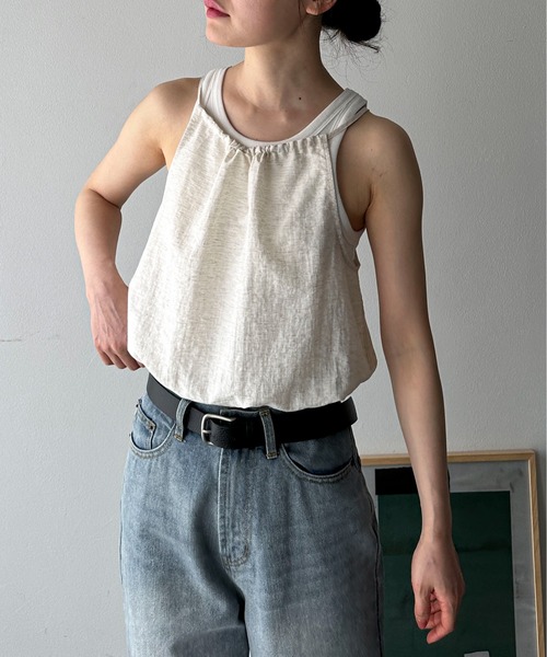 「feepur」 ノースリーブブラウス MEDIUM オリーブ レディース_画像9