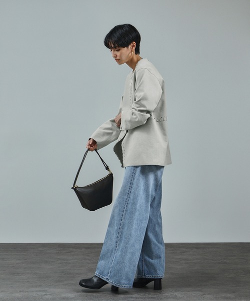 新品未使用タグ付 サロン アダムエロぺ 薄手 ノーカラー ジャケット 防シワ消臭 SALON adam et rope'（サロン アダム エ ロペ） ジャケット ノーカラー