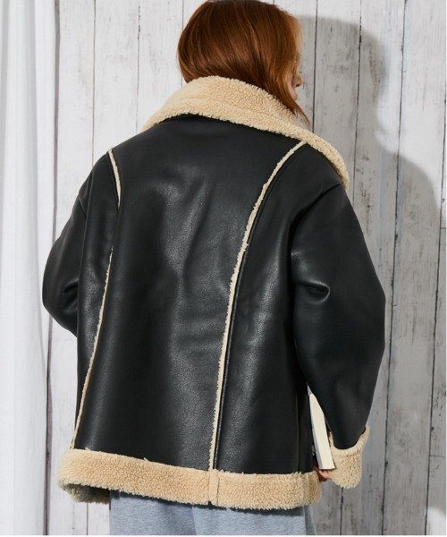 ブルゾン アウター 「ボア切替×ビッグカラー」レディース フェイク