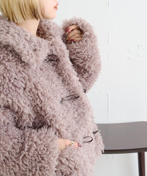 w closet モコモコプードルアウター ピンク w closet（ダブルクローゼット） コート アウター モコモコプードル