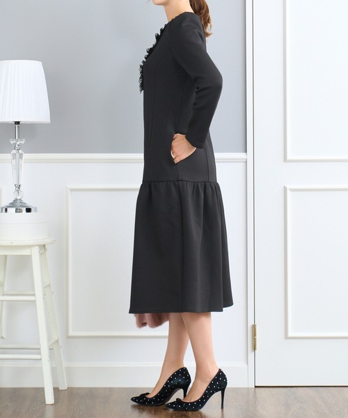 R*E様 Prima Scherrer あったか裏起毛フリルパール付き　フレア Prima Scherrer あったか裏起毛フリルパール付き フレア ワンピース