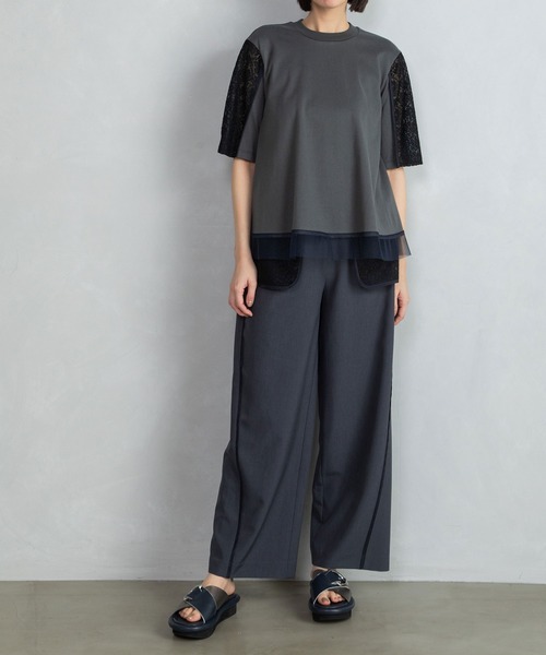 「MARECHAL TERRE」 半袖カットソー MEDIUM グレー レディース_画像5