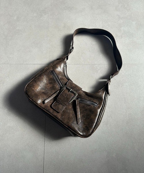 ショルダーバッグ バッグ ダブルジップベルトショルダーバッグ/Y2K/グランジ/韓国 レディース | lulufa | 16