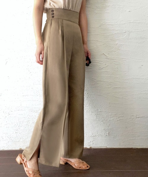 「LAUIR」 スラックス LARGE ダークベージュ レディース_画像4