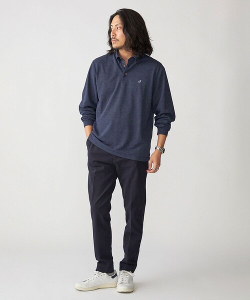 「SHIPS」 長袖ポロシャツ SMALL ネイビー メンズ_画像6