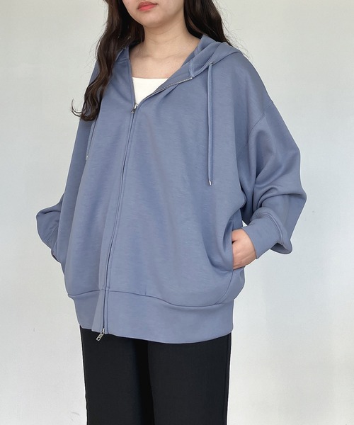 「AS KNOW AS plus」 ジップアップパーカー FREE 杢グレー レディース_画像2