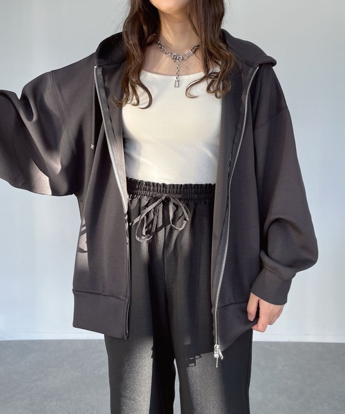 「AS KNOW AS plus」 ジップアップパーカー FREE 杢グレー レディース_画像9