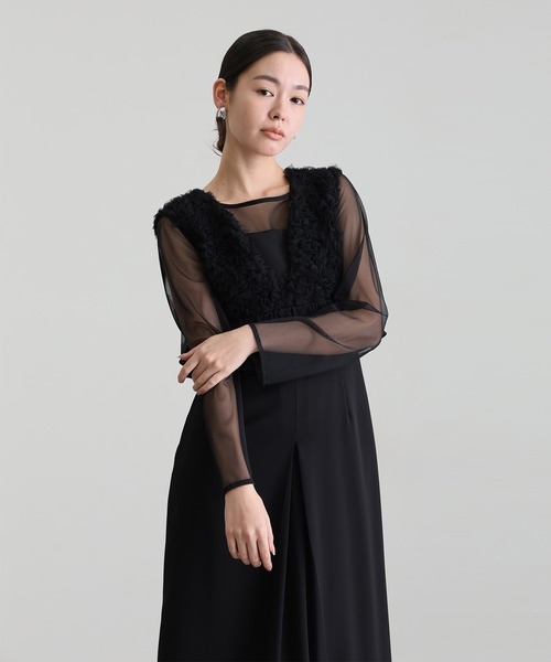 atlo（アトロ） ワンピース ボリュームチュールペプラムドレスシアー