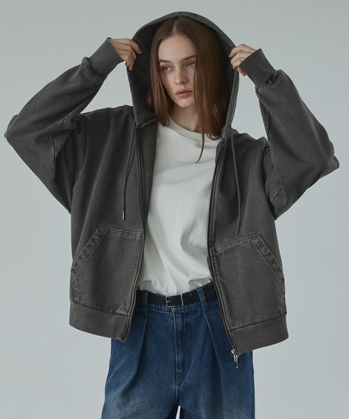 「CALLNE」 ジップアップパーカー M ダークグレー メンズ_画像7