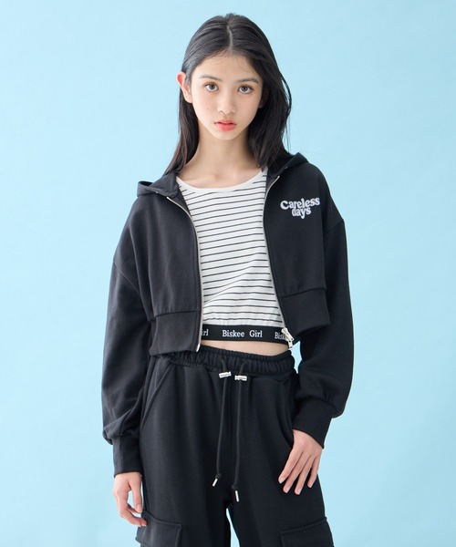 BISKEE パーカー ショート丈 ジップパーカー キッズ 子供服 女の子