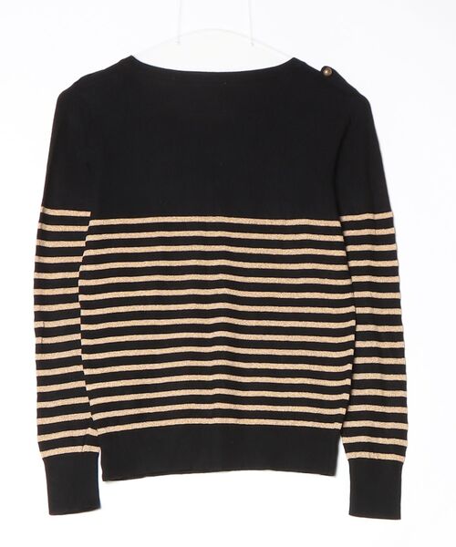「Unaca」 ボーダー柄長袖ニット 38 ブラック レディース_画像2