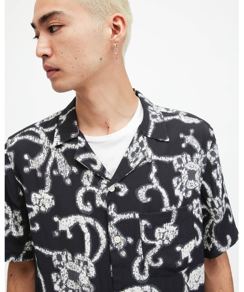 「ALLSAINTS」 半袖シャツ X-SMALL ブラック メンズ_画像3