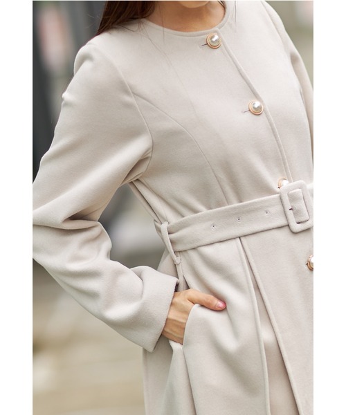 「tocco closet」 ノーカラーコート M アイボリー レディース_画像3