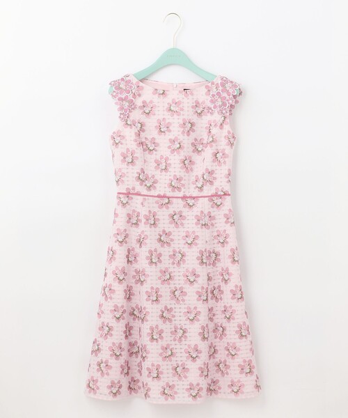 【美品】トッカ TOCCA ノースリーブ ワンピース 6 花柄 ホワイト ピンク TOCCA（トッカ） ノースリーブワンピース 6 ピンク レディース
