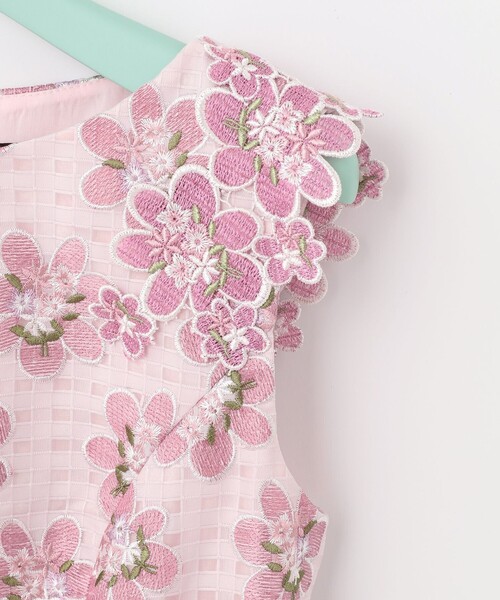 【美品】トッカ TOCCA ノースリーブ ワンピース 6 花柄 ホワイト ピンク TOCCA（トッカ） ノースリーブワンピース 6 ピンク レディース