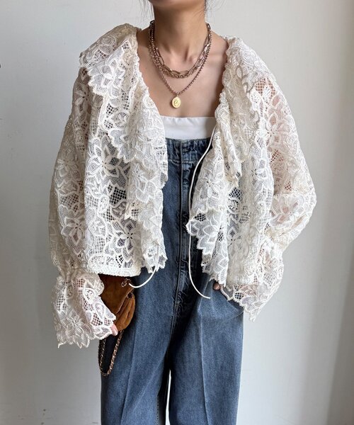 DouDou（ドゥドゥ） ブラウス シャツ レースボレロシャツ レディース