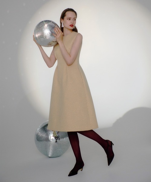 「LOULOU WILLOUGHBY」 ノースリーブワンピース 2 イエロー レディース