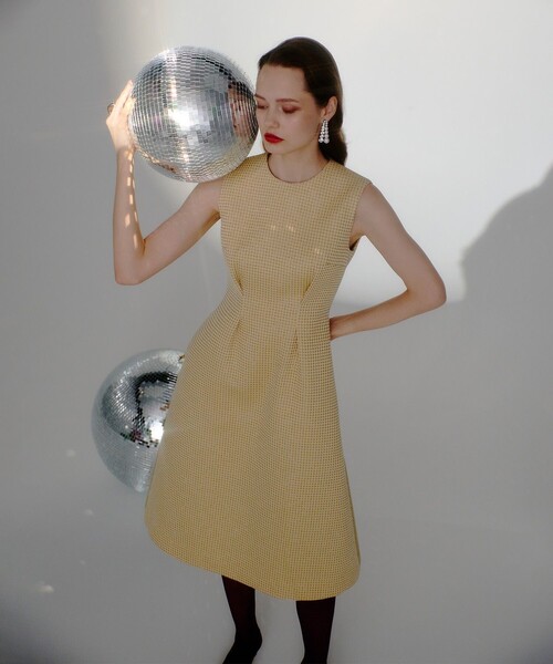 「LOULOU WILLOUGHBY」 ノースリーブワンピース 2 イエロー レディース_画像3