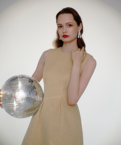 「LOULOU WILLOUGHBY」 ノースリーブワンピース 2 イエロー レディース_画像4