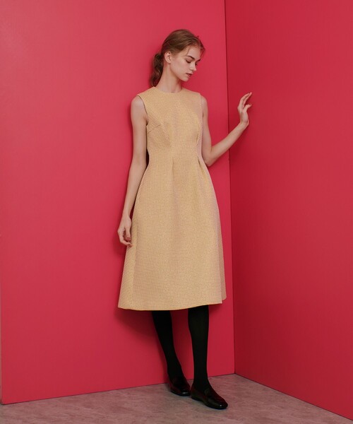 「LOULOU WILLOUGHBY」 ノースリーブワンピース 2 イエロー レディース_画像5