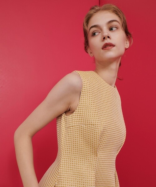 「LOULOU WILLOUGHBY」 ノースリーブワンピース 2 イエロー レディース_画像8