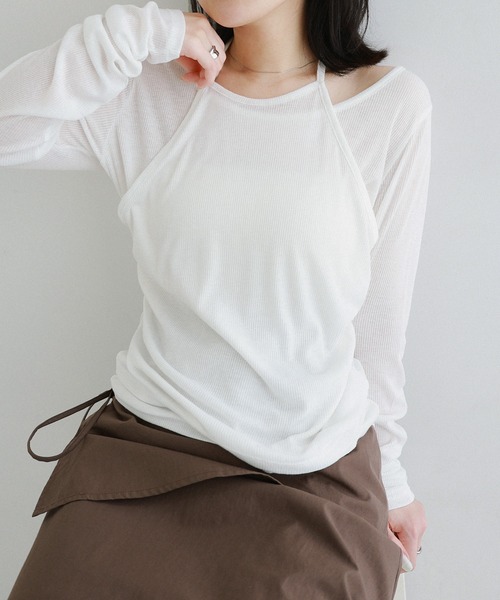 Freesia tシャツ ホルターネックシアーリブトップス レディース