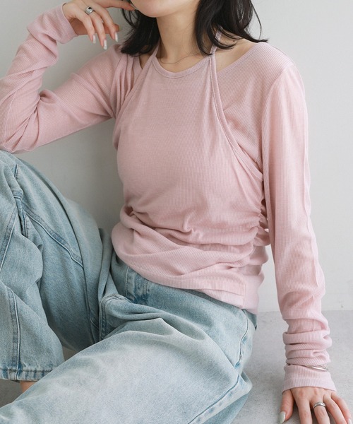 Freesia tシャツ ホルターネックシアーリブトップス レディース