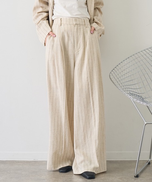 NOGLE ワイドパンツ スラックス パンツ 「NOGLE/ノグル」ストライプ