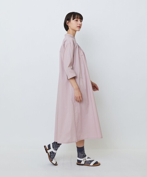 未使用　LOISIR ワンピース 税込30800円 LOISIR ワンピース オーガニックコットンローンスタンドカラー