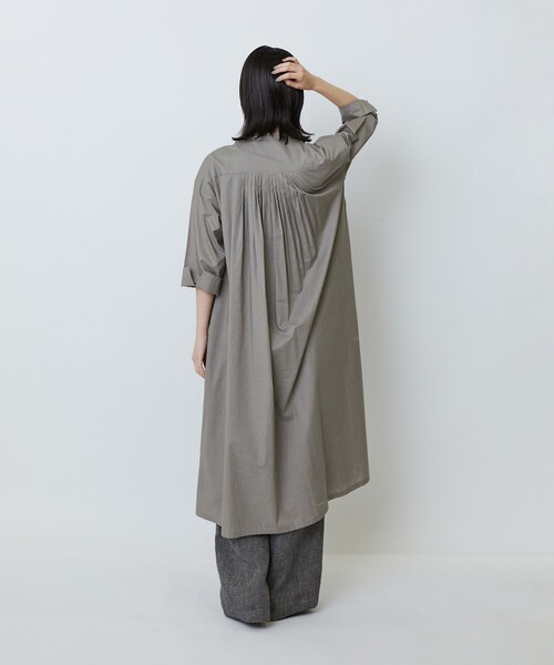 未使用　LOISIR ワンピース 税込30800円 LOISIR ワンピース オーガニックコットンローンスタンドカラー