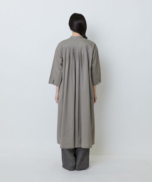 LOISIR ワンピース オーガニックコットンローンスタンドカラー