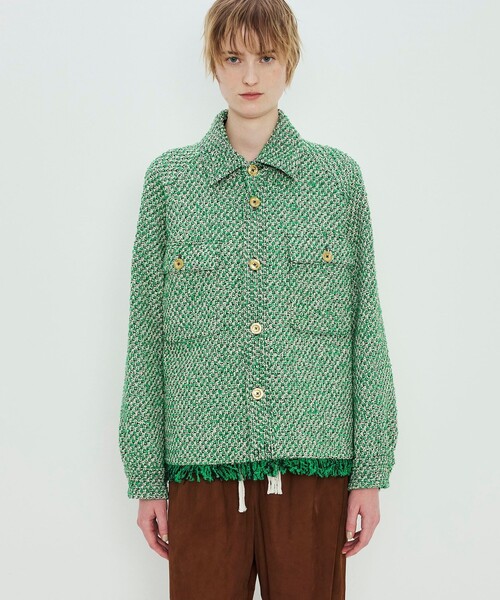 TOMORROWLAND .B コート アウター GREEN TWEED オーバーサイズ