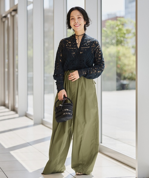 「IENA LA BOUCLE」 長袖ブラウス FREE ネイビー レディースの画像