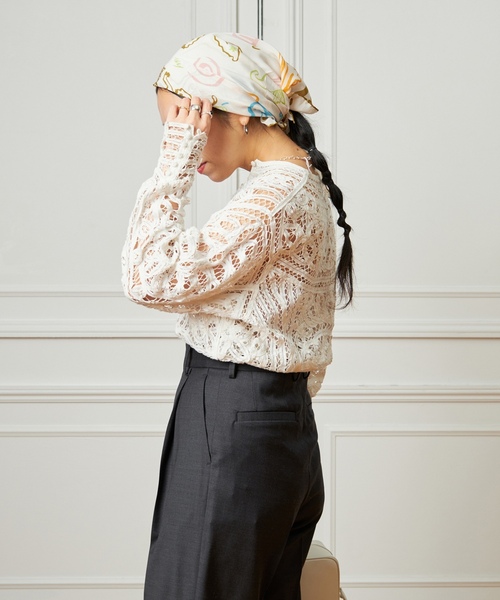 「IENA LA BOUCLE」 長袖ブラウス FREE ネイビー レディースの画像