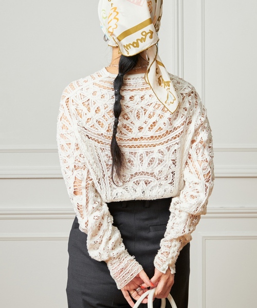「IENA LA BOUCLE」 長袖ブラウス FREE ネイビー レディースの画像