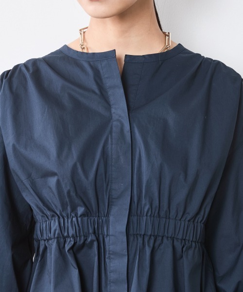 「CHIC STYLE」 半袖ブラウス L ネイビー レディース_画像3