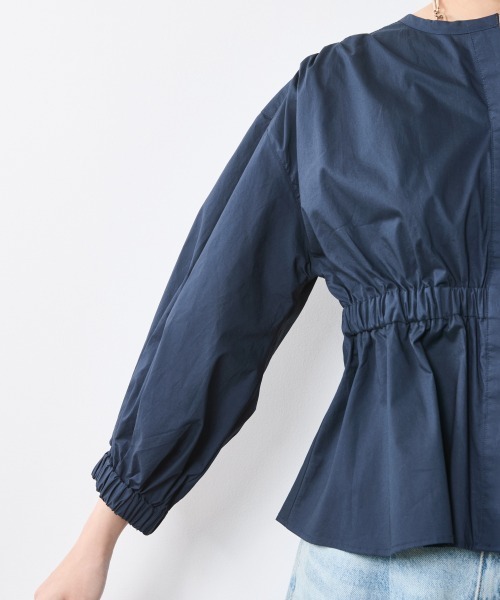 「CHIC STYLE」 半袖ブラウス L ネイビー レディース_画像4