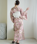 浴衣 浴衣3点セット 綿麻 先染めベージュ・ピ...の詳細画像3