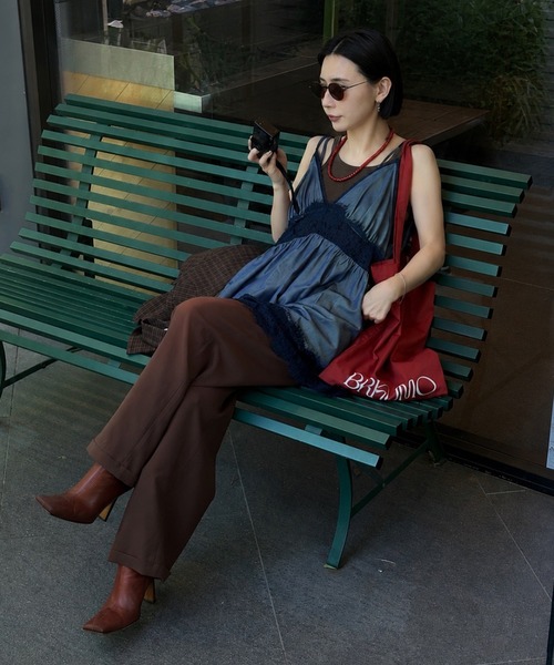 Ameri（アメリ） キャミソール MEDI DENIM TOUCH LACE MIX TUNIC