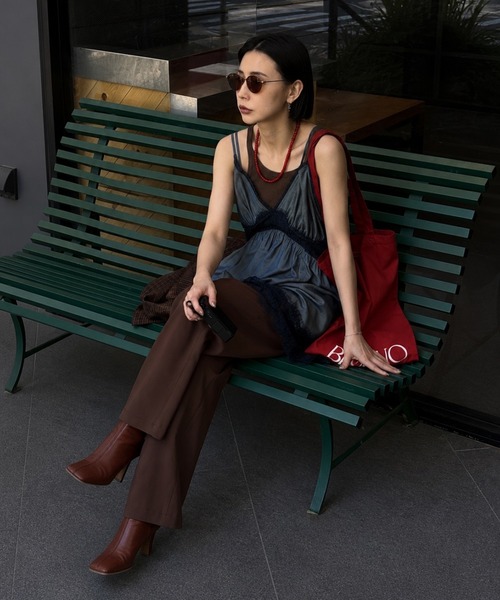 Ameri（アメリ） キャミソール MEDI DENIM TOUCH LACE MIX TUNIC