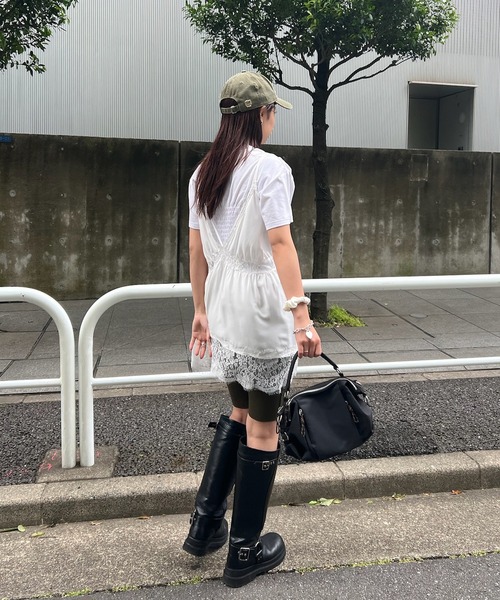Ameri（アメリ） キャミソール MEDI DENIM TOUCH LACE MIX TUNIC