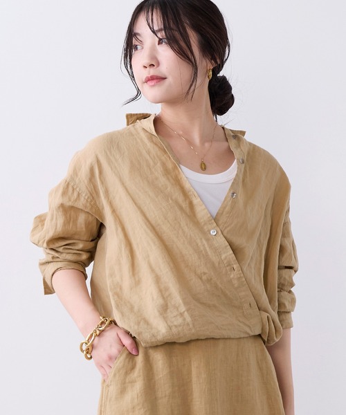 ブラウス シャツ ラミー2WAYシアーシャツ レディースの画像
